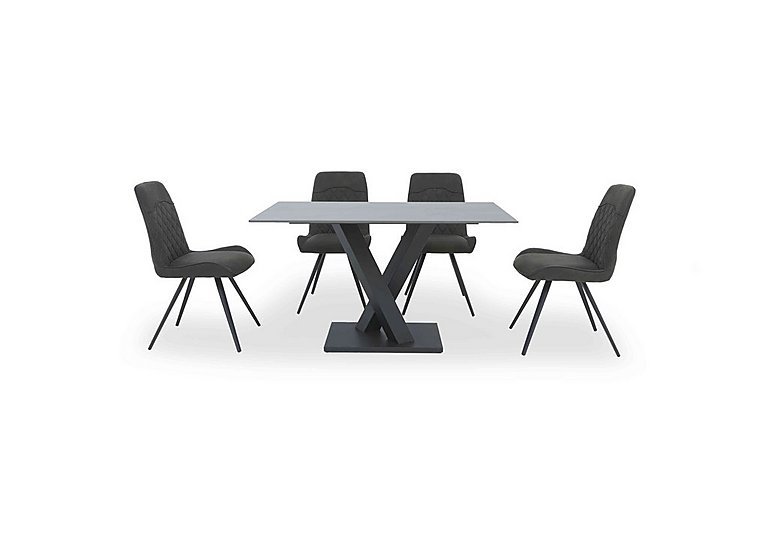 Warrior Grey Compact Fixed Dining Table with 4 Standard Chairs - Grey