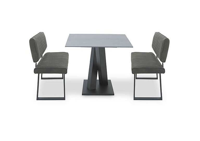 Warrior Grey Compact Fixed Dining Table with 2 High Back Benches - Grey