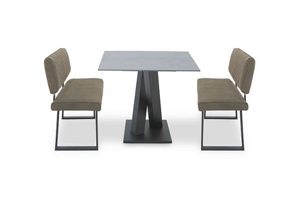 Warrior Grey Compact Fixed Dining Table with 2 High Back Benches | Bed Sava