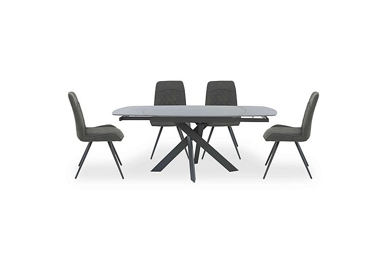 Warrior Grey Swivel Extending Dining Table with 4 Standard Chairs - Grey