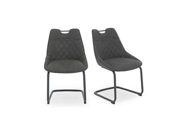 Warrior Pair of Cantilever Dining Chairs  Grey | Bed Sava