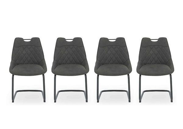 Warrior Set of 4 Cantilever Dining Chairs  Grey | Bed Sava
