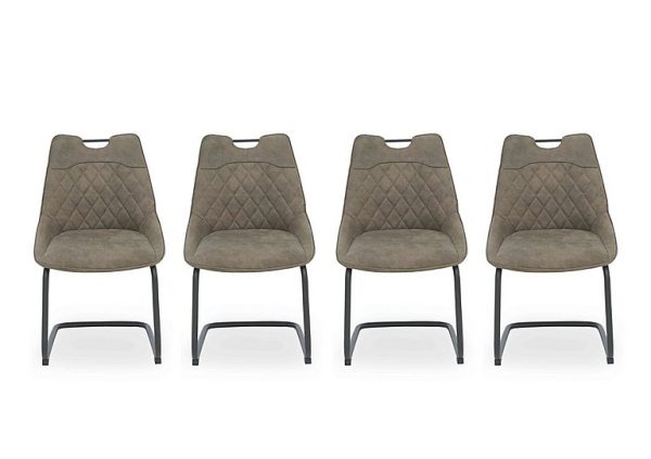 Warrior Set of 4 Cantilever Dining Chairs  Taupe | Bed Sava