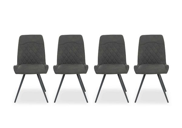 Warrior Set of 4 Standard Dining Chairs  Grey | Bed Sava