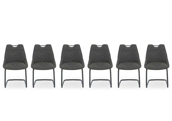 Warrior Set of 6 Cantilever Dining Chairs  Grey | Bed Sava