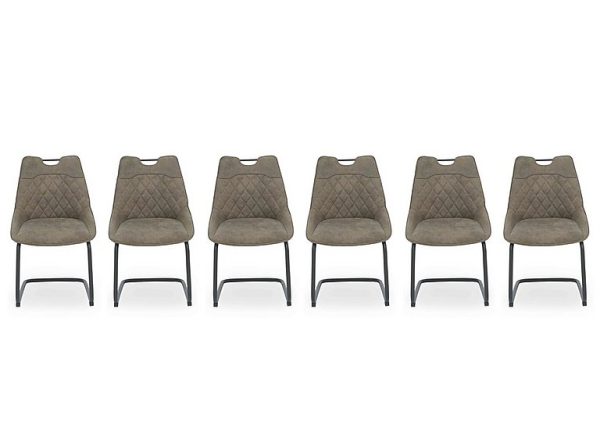 Warrior Set of 6 Cantilever Dining Chairs  Taupe | Bed Sava