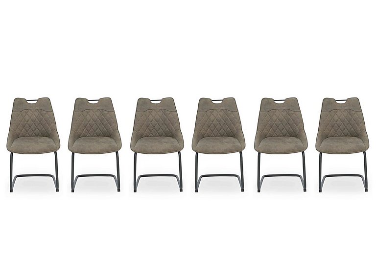 Warrior Set of 6 Cantilever Dining Chairs - Taupe