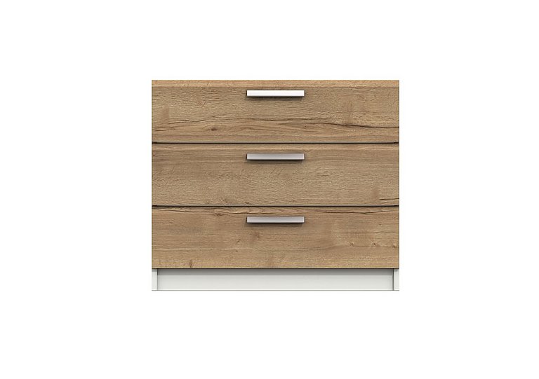 London Bedrooms Waterloo - 3 Drawer Chest - White and Natural Rustic Oak