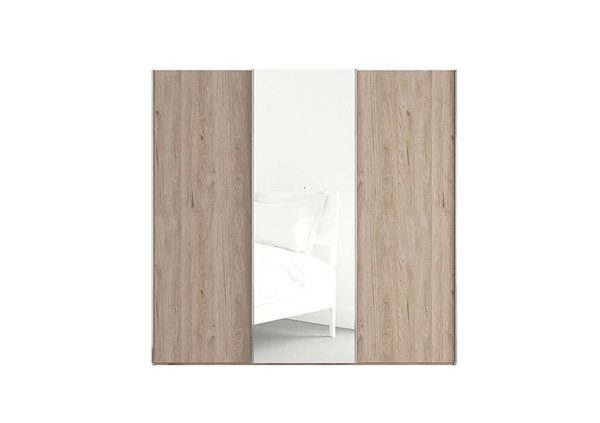 Wiemann  Oxford 3 Door Sliding 225 cm Wardrobe With Central Mirror with Mirror  Holm Oak | Bed Sava