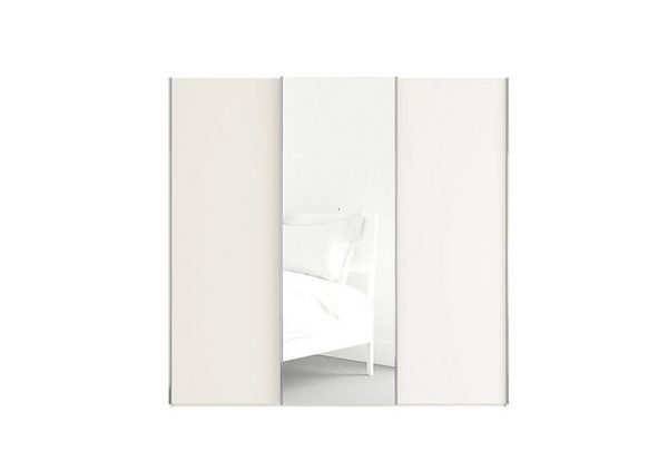 Wiemann  Oxford 3 Door Sliding 225 cm Wardrobe With Central Mirror with Mirror  White | Bed Sava