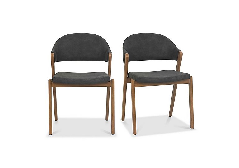 Stratford Pair of Fabric Dining Chairs - Dark Grey