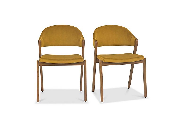 Stratford Pair of Fabric Dining Chairs - Mustard Velvet