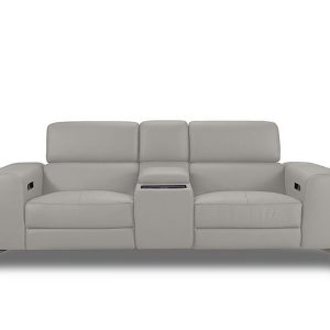 Action Leather 3 Seater Power Recliner Media Sofa with Power Storage Arms | Bed Sava