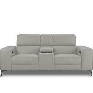 Action Leather 2 Seater Power Recliner Media Sofa with Power Storage Arms | Bed Sava