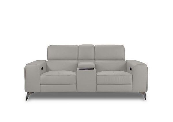Action Leather 2 Seater Power Recliner Media Sofa with Power Storage Arms | Bed Sava