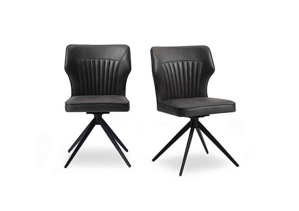 Aydin Pair of Swivel Dining Chairs  Dark Grey | Bed Sava