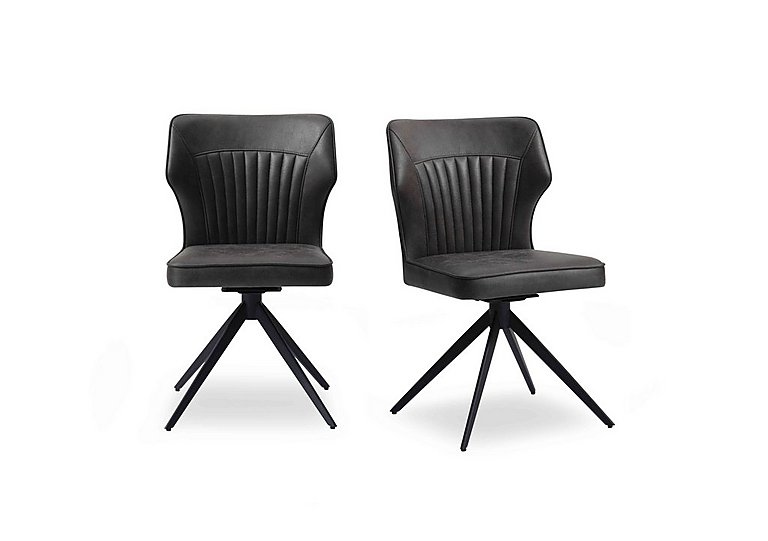 Aydin Pair of Swivel Dining Chairs - Dark Grey