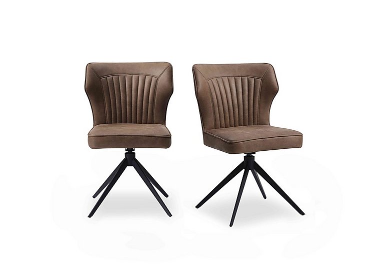 Aydin Pair of Swivel Dining Chairs - Light Brown