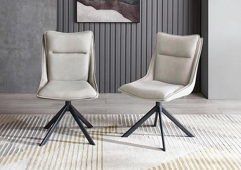 Catalina Pair of Swivel Dining Chairs  Taupe | Bed Sava