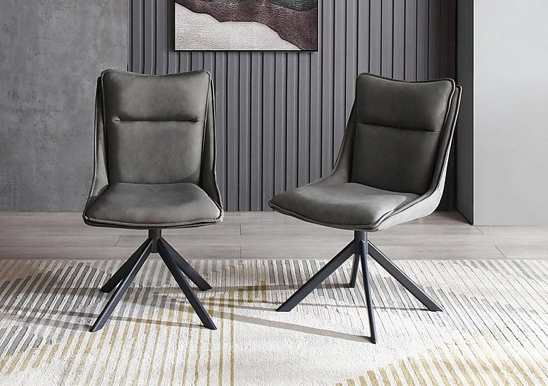 Catalina Set of 6 Swivel Dining Chairs  Dark Grey | Bed Sava