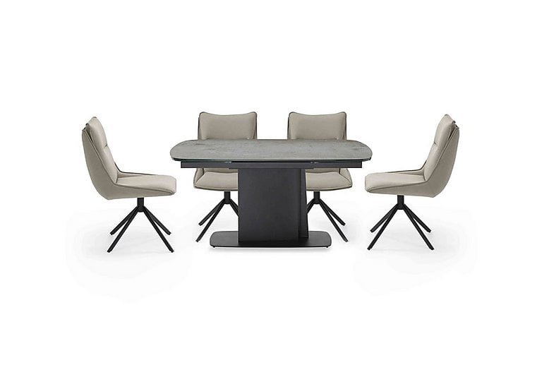 Catalina Small Extending Dining Table and 4 Swivel Chairs  Taupe | Bed Sava
