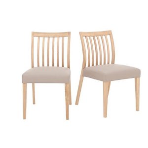 Duplex Pair of Low Slatted Back Dining Chairs  Grey | Bed Sava