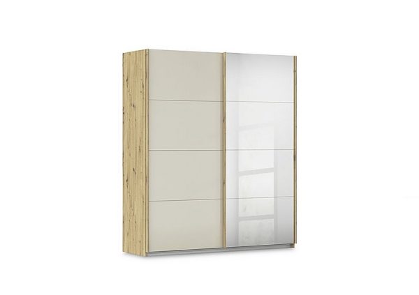 Rauch  Freja 181cm 2 Door Sliding Glass Wardrobe With Mirror Door | Bed Sava
