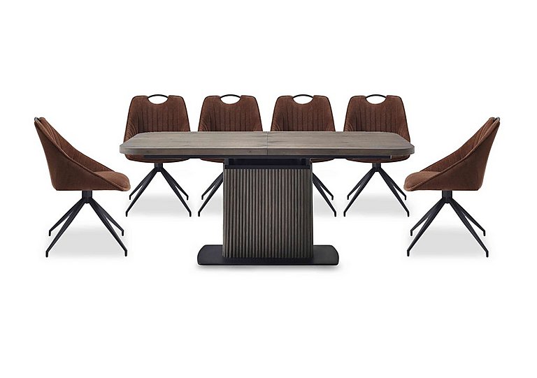 Jai Large Extending Dining Table with 6 Swivel Chairs