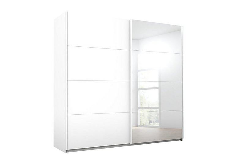 Rauch - Lima 226cm 2 Door Sliding Wardrobe with 1 Decor and 1 Mirror Door 210cm Tall - White