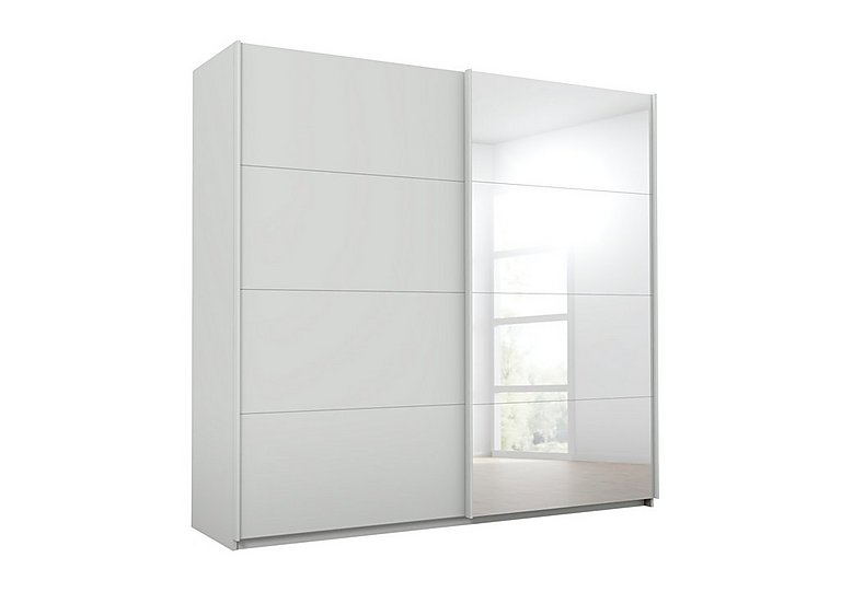 Rauch - Lima 226cm 2 Door Sliding Wardrobe with 1 Decor and 1 Mirror Door 210cm Tall - Silk Grey
