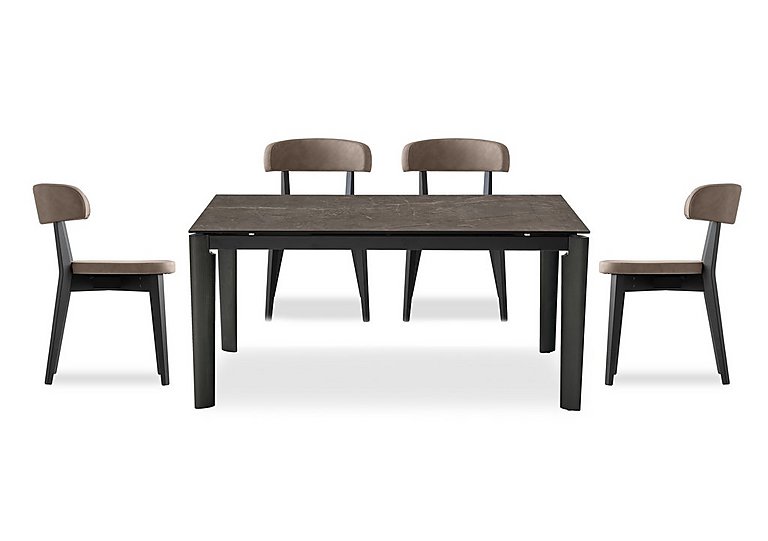 Connubia  Rosa 130cm Small Extending Dining Table with Bronze Ceramic Top and Graphite Wooden Legs and 4 Siren Chairs  Desert | Bed Sava