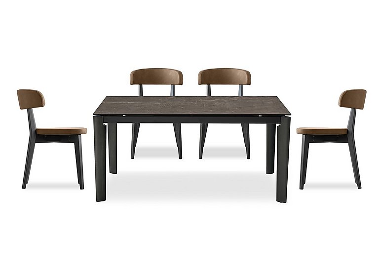 Connubia  Rosa 130cm Small Extending Dining Table with Bronze Ceramic Top and Graphite Wooden Legs and 4 Siren Chairs  Tobacco | Bed Sava