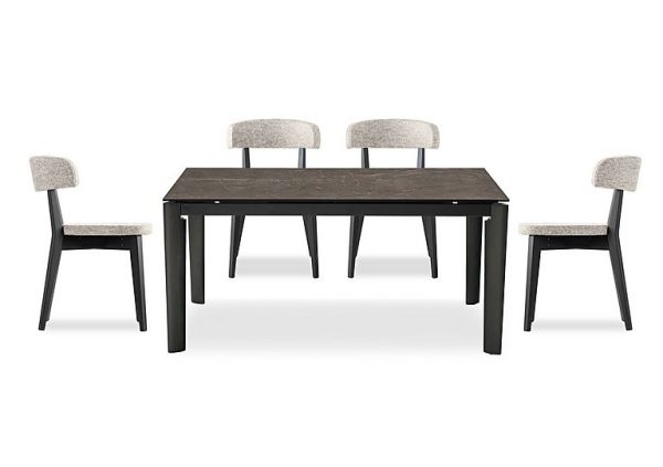 Connubia  Rosa 130cm Small Extending Dining Table with Bronze Ceramic Top and Graphite Wooden Legs and 4 Siren Chairs | Bed Sava