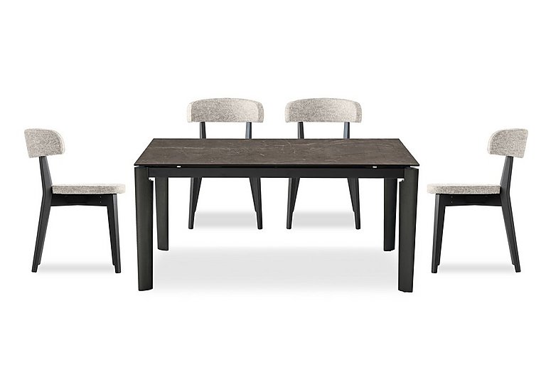 Connubia  Rosa 130cm Small Extending Dining Table with Bronze Ceramic Top and Graphite Wooden Legs and 4 Siren Chairs | Bed Sava