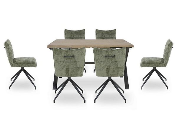 Saturn Small Straight Edge Dining Table and 6 Swivel Chairs  Green | Bed Sava