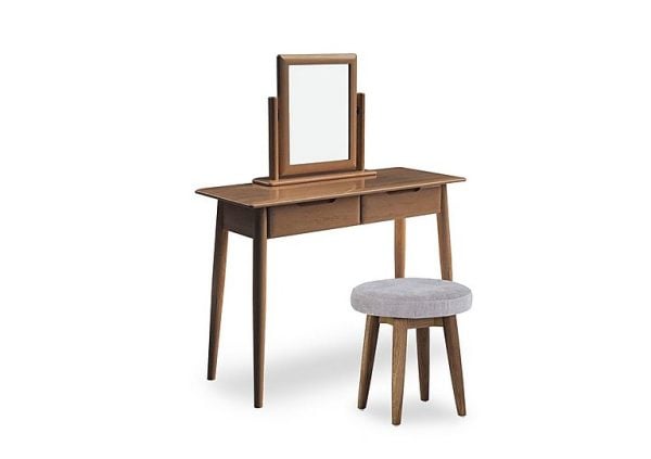 Stockholm Dressing Table with Stool and Mirror  Dark Oak | Bed Sava
