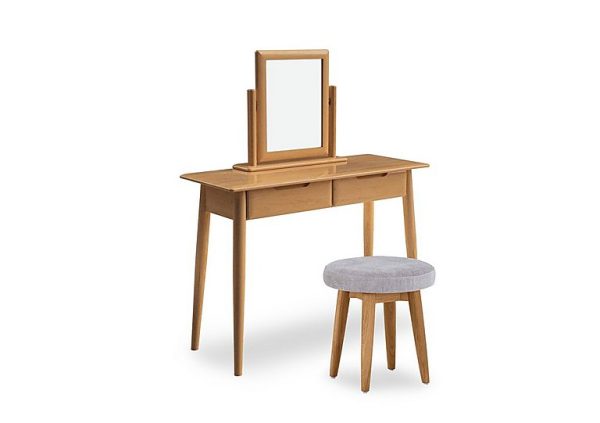 Stockholm Dressing Table with Stool and Mirror  Light Oak | Bed Sava