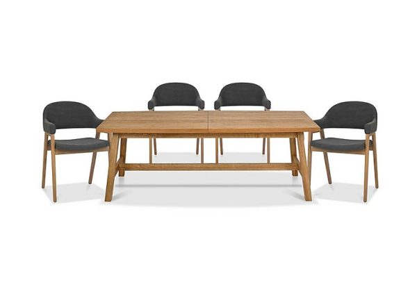 Stratford Large Extending Dining Table with 4 Fabric Dining Arm Chairs  Dark Grey | Bed Sava