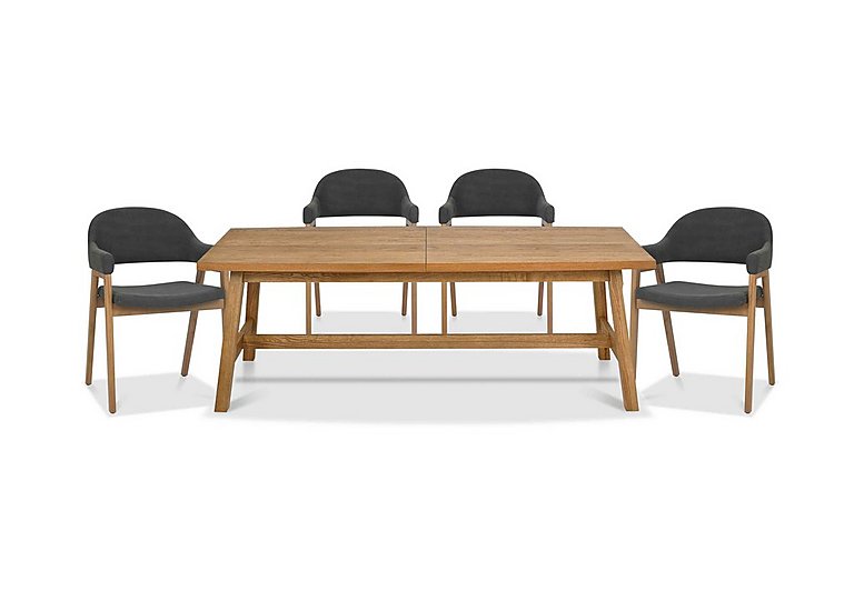 Stratford Large Extending Dining Table with 4 Fabric Dining Arm Chairs - Dark Grey