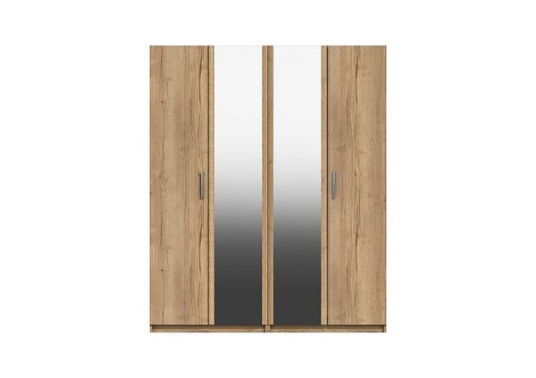 London Bedrooms Waterloo  4 Door Wardrobe with 2 Mirrors  Natural Rustic Oak | Bed Sava