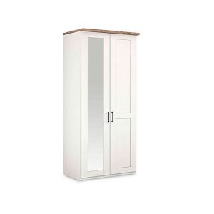 Wiemann  Adeline 2 Door Hinged Wardrobe With Left Hand Mirror  White | Bed Sava