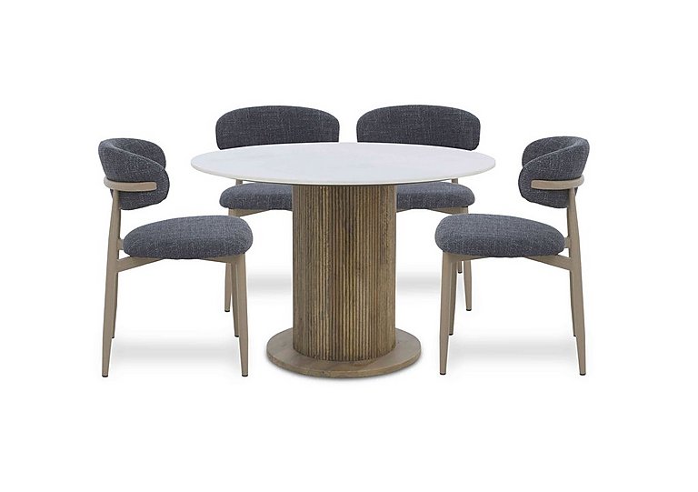 Aimar Round Dining Table and 4 Open Back Chairs - Dark Grey