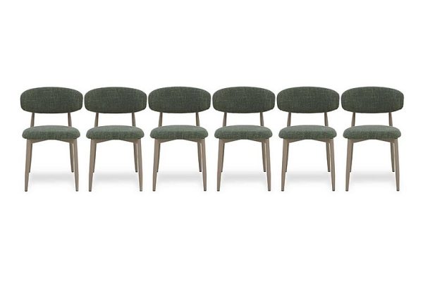Aimar Set of 6 Open Back Dining Chairs  Green | Bed Sava