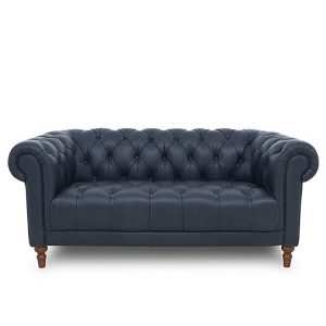 Columbus Leather 2 Seater Sofa with Wooden Feet | Bed Sava
