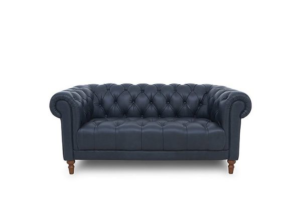 Columbus Leather 2 Seater Sofa with Wooden Feet | Bed Sava