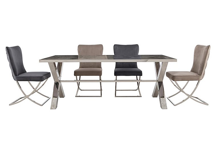 Vanquish Large Dining Table and 4 Chairs - Grey/Taupe