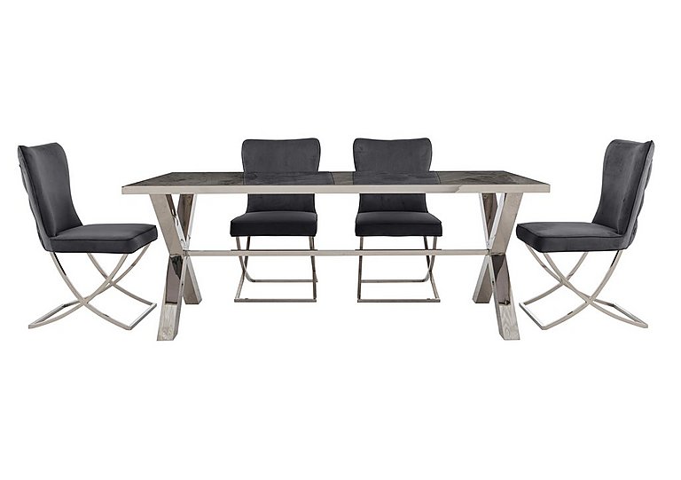 Vanquish Large Dining Table and 4 Chairs - Grey