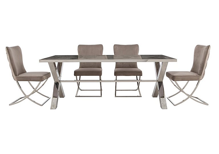 Vanquish Large Dining Table and 4 Chairs - Taupe