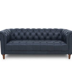 Columbus Leather 3 Seater Sofa with Wooden Feet | Bed Sava
