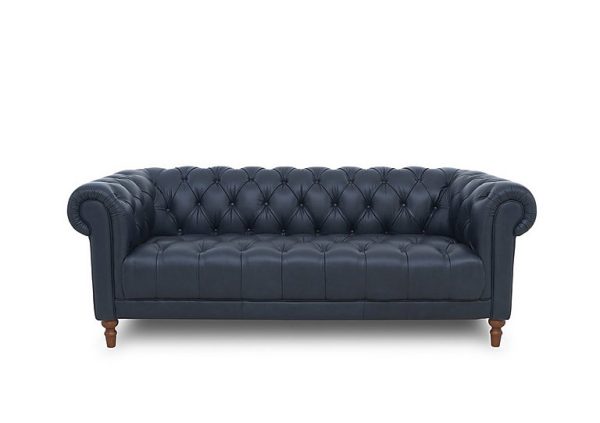 Columbus Leather 3 Seater Sofa with Wooden Feet | Bed Sava